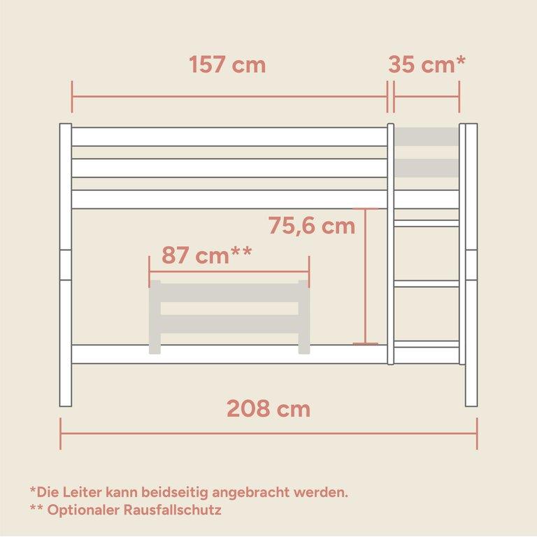 Stockbett | Weiß Lackiert | 140 cm