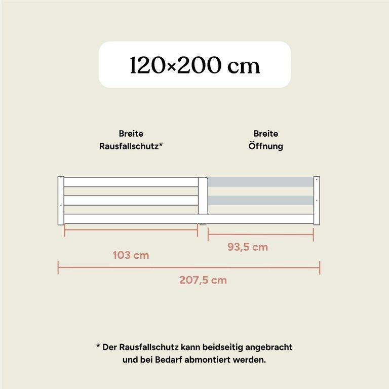 Bodenbett Sona | 120x200 cm | Kiefer Weiß
