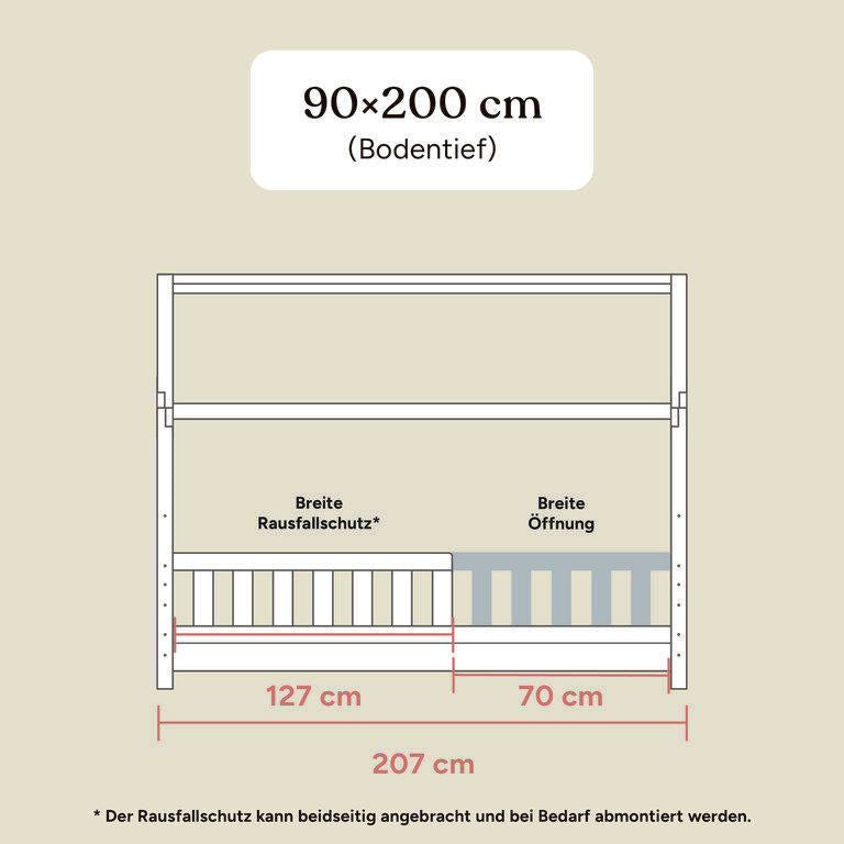 Hausbett Lille | 90x200 cm | Kiefer Natur