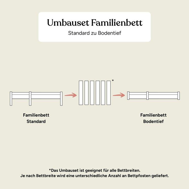 Familienbett Kiefer Natur | Umbauset 180+90 cm | Bodentief