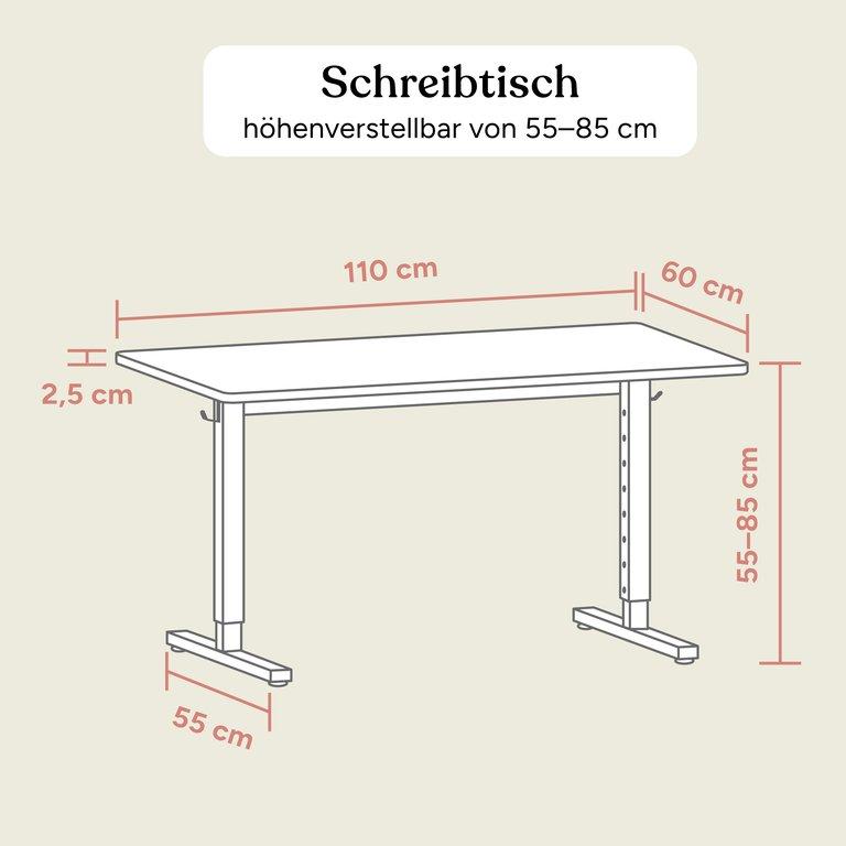 Schreibtisch Weiß | Tischplatte Kiefer Transparent