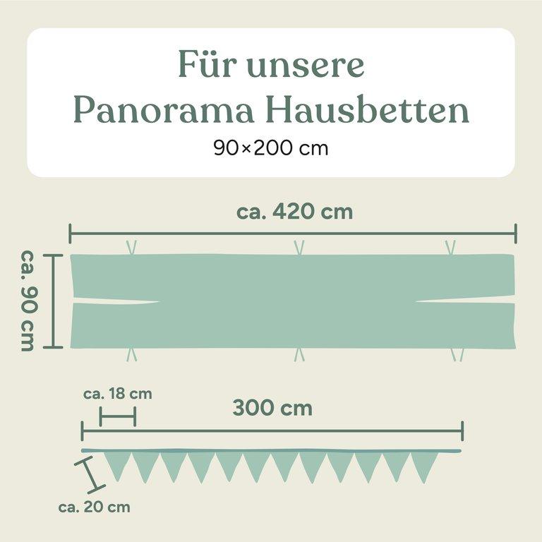 Betthimmel-Set für Panorama Hausbett | Hellgrau | 90x420 cm