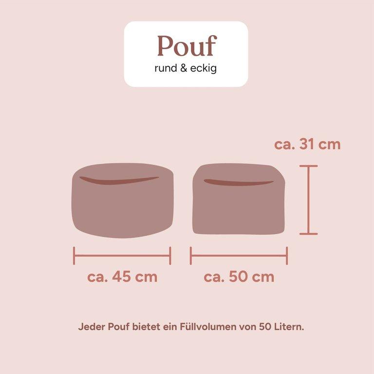 Sitzsack Pouf rund | Cord Natur | 45x45x31 cm