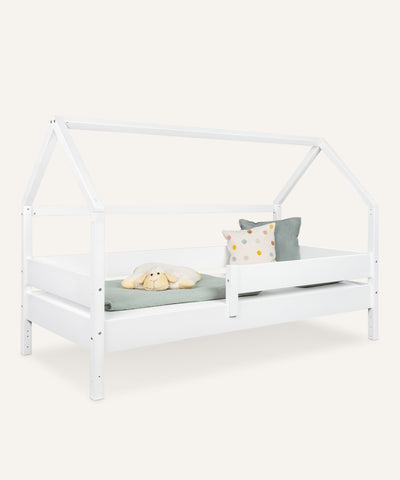 Ehrenkind Hausbett Buche B3 90x200 Weiß.