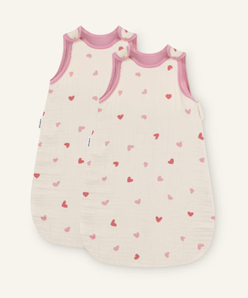 Babyschlafsack Musselin Natur Herzen