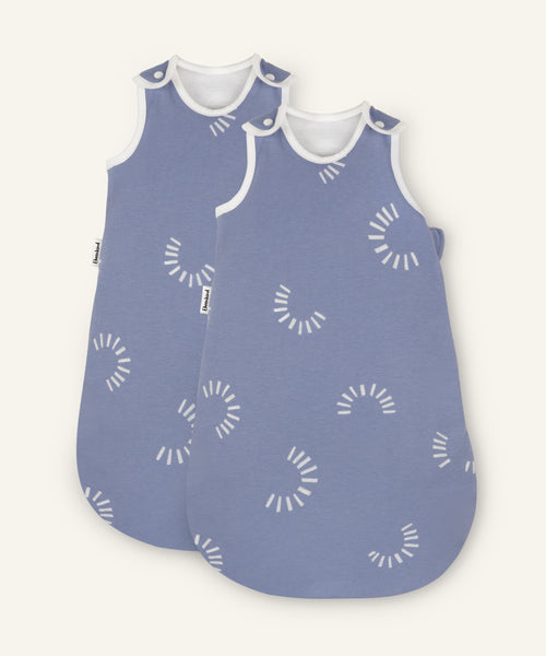 2er Bundle Ehrenkind Baby-ganzjahresschlafsack rund jeansblau gemustert.