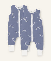 2er Bundle Ehrenkind Schlafsack Musselin mit Beinen in Jeansblau Gemustert