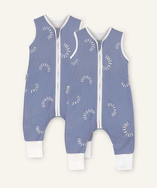 2er Bundle Ehrenkind Baby-Sommerschlafsack  mit Beinen Jeansblau Gemustert
