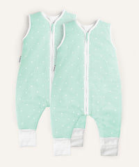 2er Bundle Ehrenkind Sommerschlafsack mit Beine in mint mit weißen Sternen.