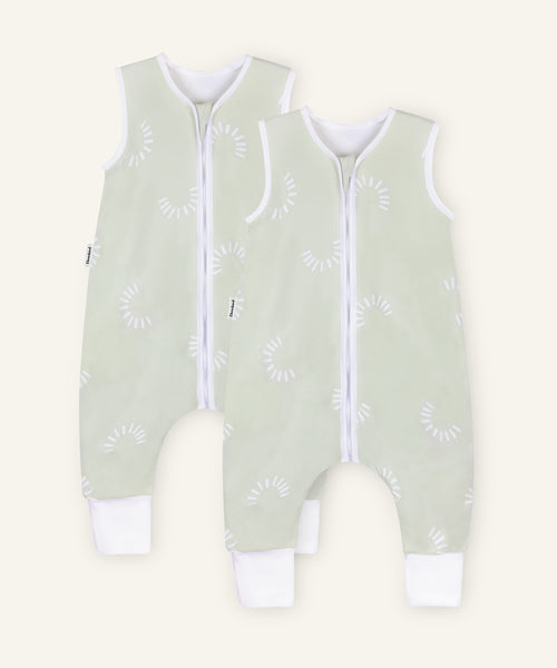 2er Bundle Ehrenkind Baby-Sommerschlafsack  mit Beinen Salbei Gemustert