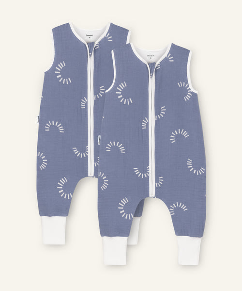 2er Bundle Ehrenkind Schlafsack Musselin mit Beinen in Jeansblau Gemustert
