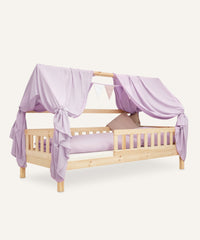 Dekorations-Set Betthimmel mit Wimpelkette in flieder für Hausbett.