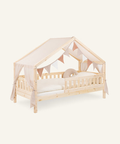Ehrenkind Betthimmel-Set in Beige für das Panorama Hausbett.