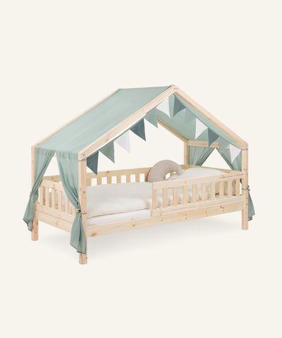 Ehrenkind Betthimmel-Set in Jade für das Panorama Hausbett.