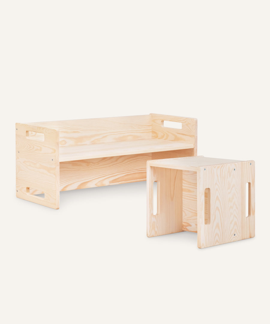 Ehrenkind Hocker und Bank Kiefer.