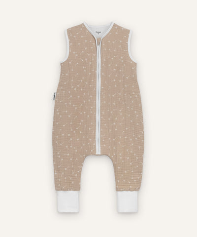 Ehrenkind Musselin Sommerschlafsack mit Beinen Beige Pusteblume.