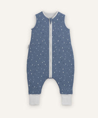 Ehrenkind Sommerschlafsack mit Beinen Jeansblau Tropfen.