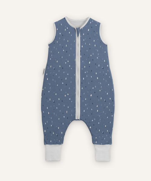 Ehrenkind Sommerschlafsack mit Beinen Jeansblau Tropfen.