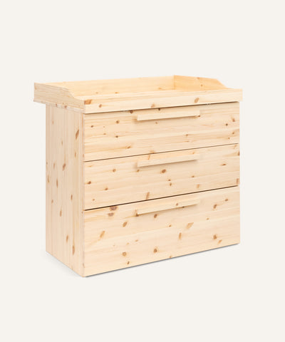 Wickelkommode Linia mit Rollschublade  | Kiefer Natur