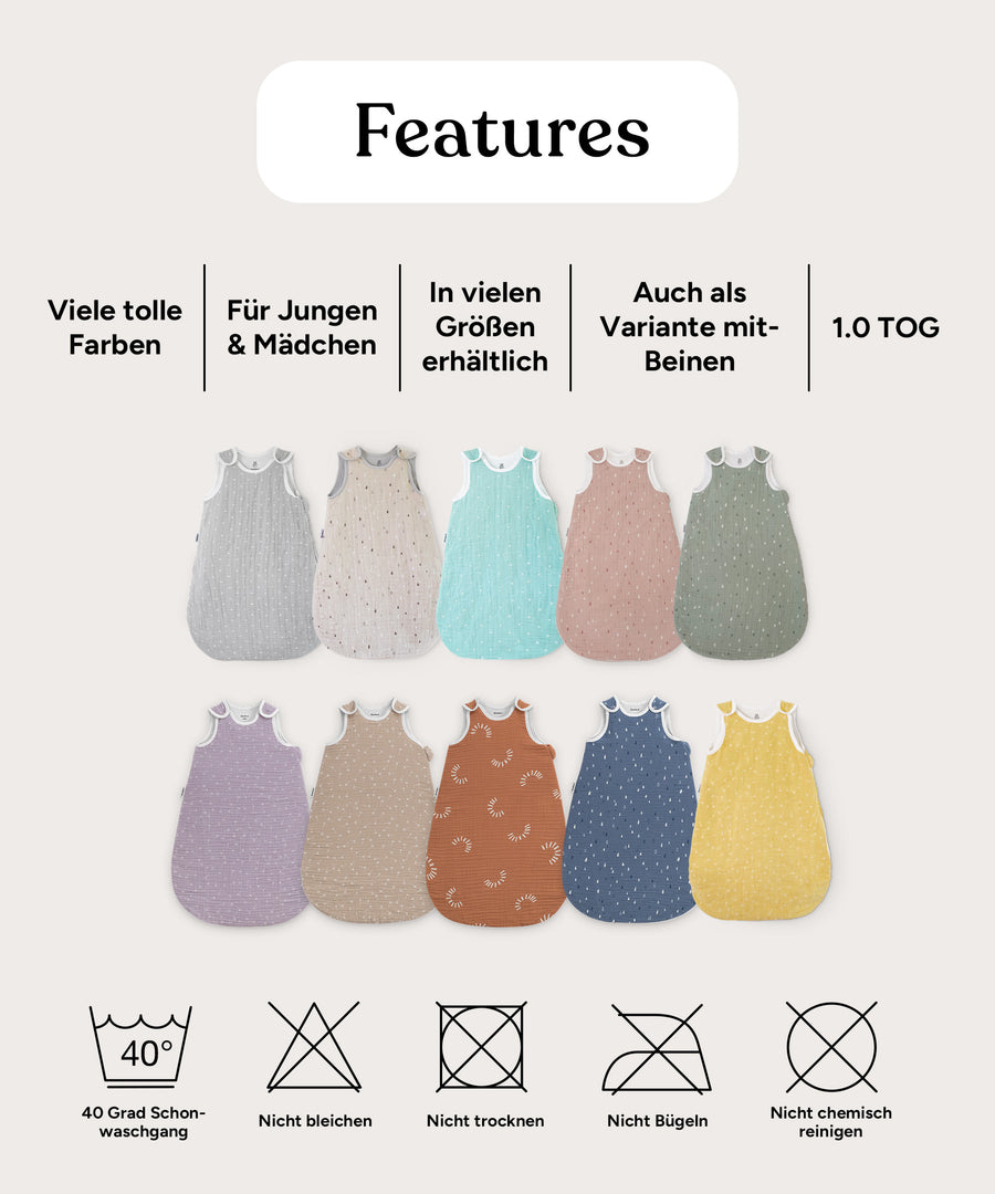 Features Baby-Sommerschlafsack Musselin.