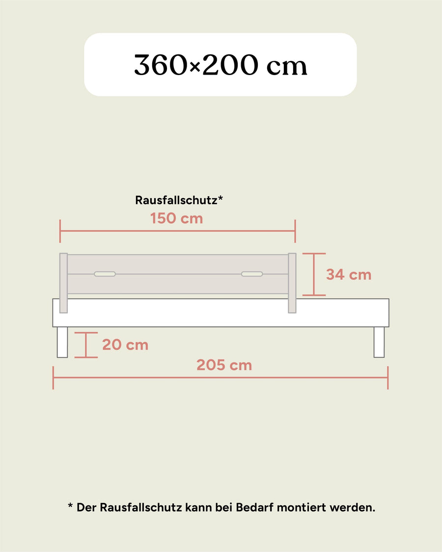 Familienbett Plano | Kiefer Weiß | 360 × 200 cm