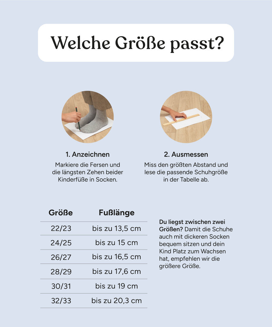 Größenerklärung Barfuß-Gummistiefel