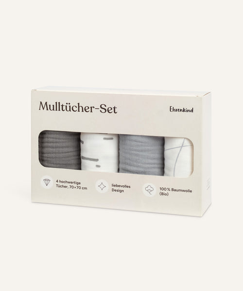 Mulltücher-Set in Grau.