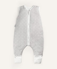 Schlafsack mit Beinen ganzjährig Grau weiße Sterne.