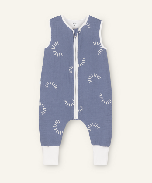 Schlafsack mit Beinen Musselin ganzjährig Jeansblau Gemustert.