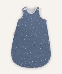 Baby-Schlafsack ganzjährig rund Jeansblau Tropfen.