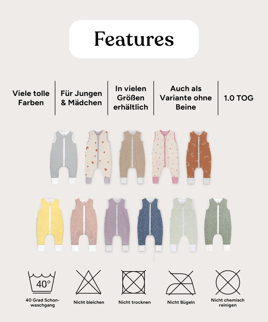 Schlafsack mit Beinen  |  Sommer 1.0 TOG  |  Musselin