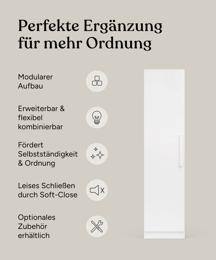 Vorteile Kleiderschrank Linia Kiefer Weiß 50 cm.